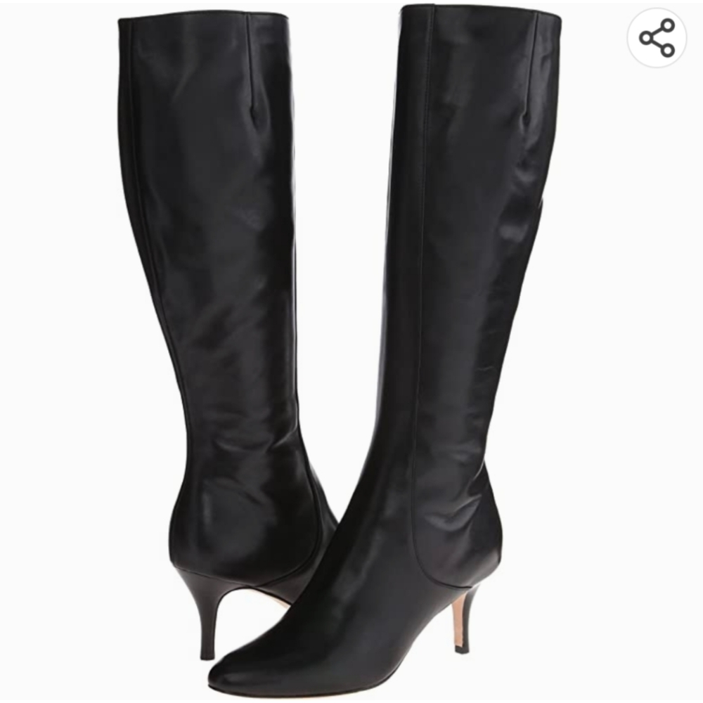 NWOT NWOB Size 7 Cole Haan ”Carlyle” Black Leather Knee-High Riding Dress Boots